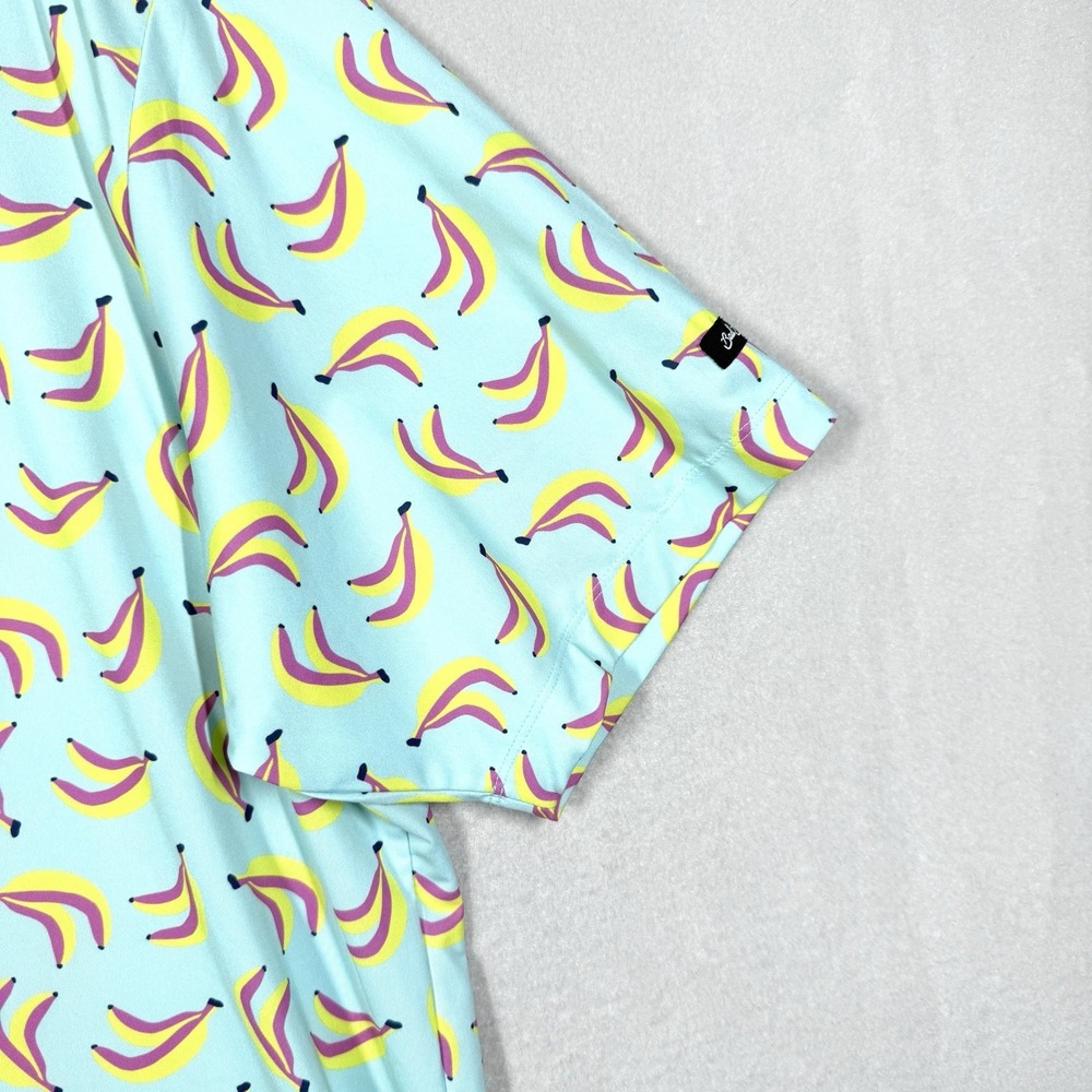 Bad Birdie Polo Shirt Men 3XL Banana Print Performance Stretch Golf Short Sleeve - Picture 3 of 10